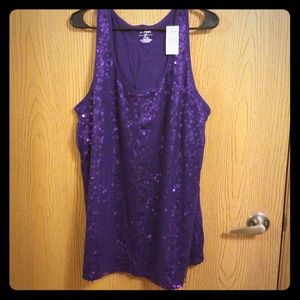 NWT Lane Bryant Purple Sequin Tank